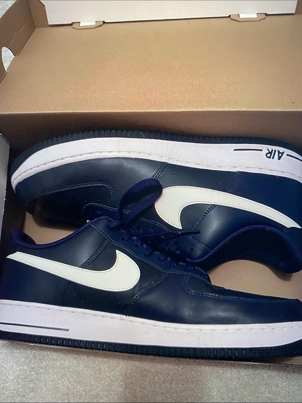 Nike Navy and White Low-Cut Swoosh Sneakers